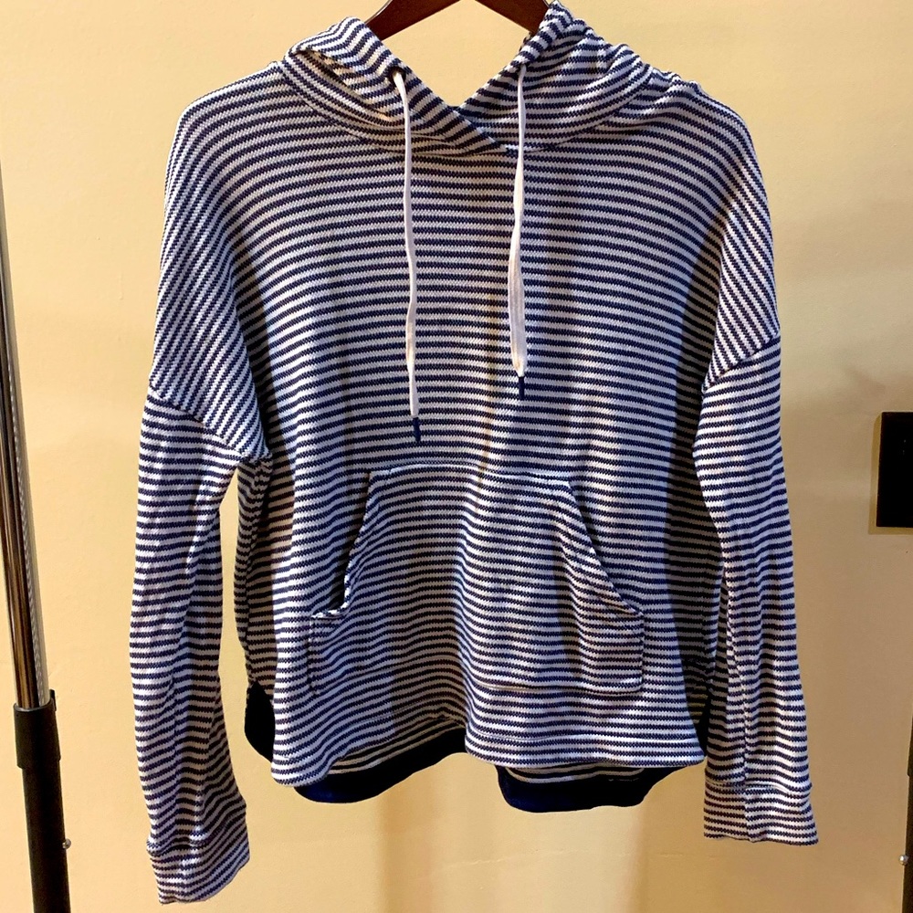Navy and white striped hoodie